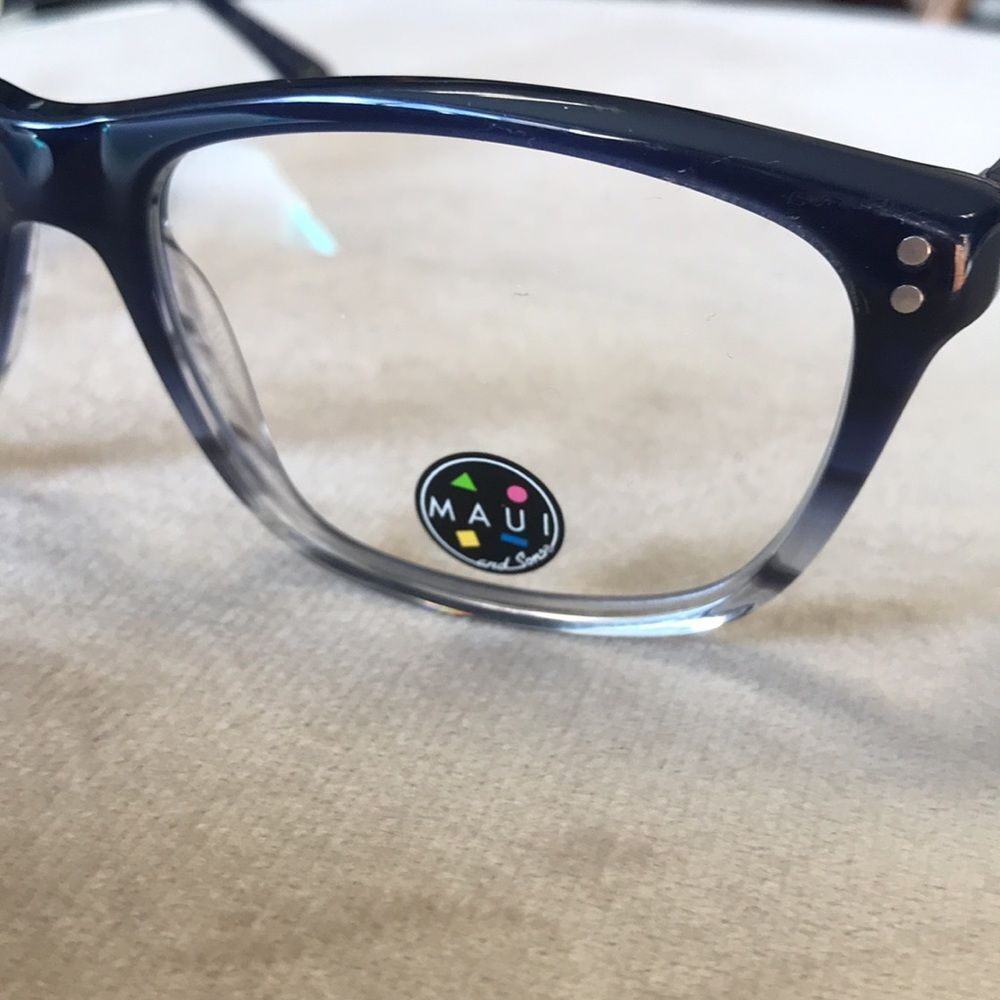 NEW MAUI AND SONS OMBRÉ BLUE CLEAR 53-16-145 FRAMES EYEGLASSES EYEWEAR DESIGNER - Picture 2 of 6